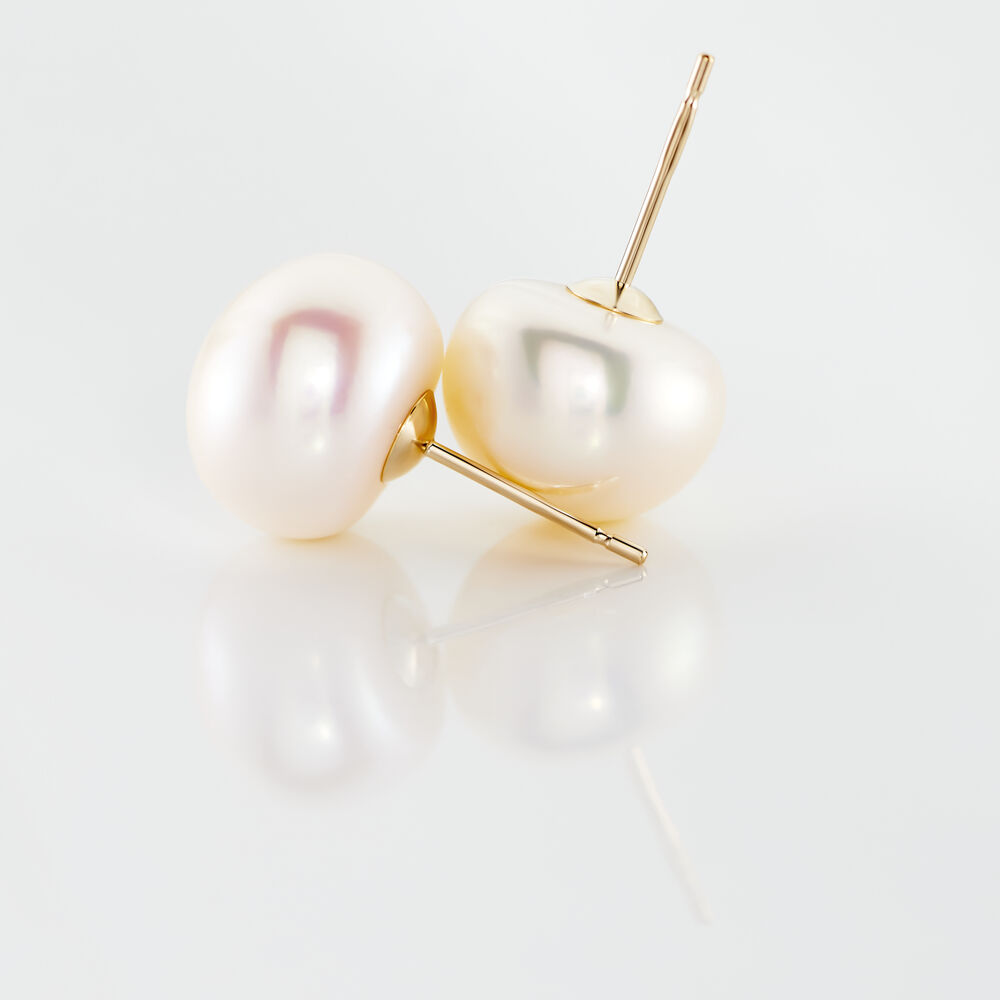 Boucles D'oreilles Puces Ursulina Or Jaune Perle De Culture - Boucles d'oreilles mariage Femme | Marc Orian