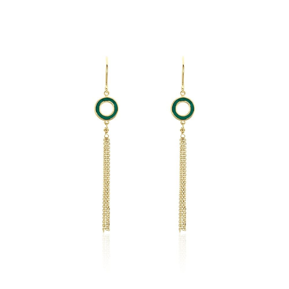 Boucles D'oreilles Pendantes L'incessante Or Jaune Malachite - Pendantes Femme | Marc Orian