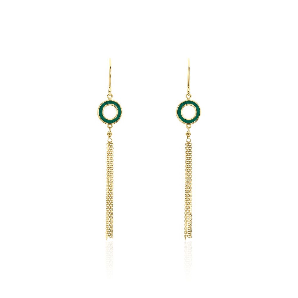 Boucles D'oreilles Pendantes L'incessante Or Jaune Malachite - Pendantes Femme | Marc Orian
