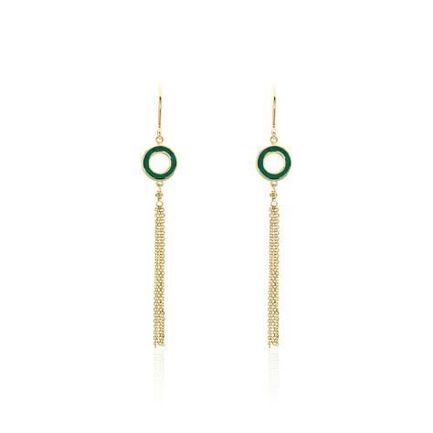 Boucles D'oreilles Pendantes L'incessante Or Jaune Malachite - Pendantes Femme | Marc Orian