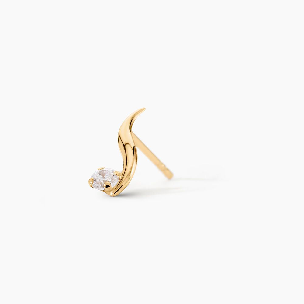 Boucles D'oreilles Puces Beryl Virgule Or Jaune Oxyde De Zirconium - Puces Femme | Marc Orian