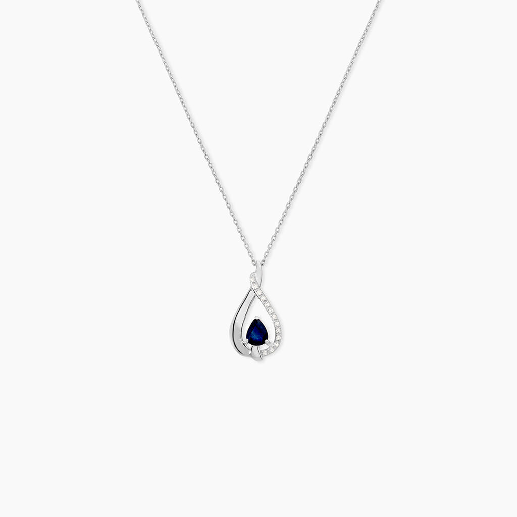 Collier Boucla Or Blanc Saphir Et Diamant - Colliers avec pierres Femme | Marc Orian