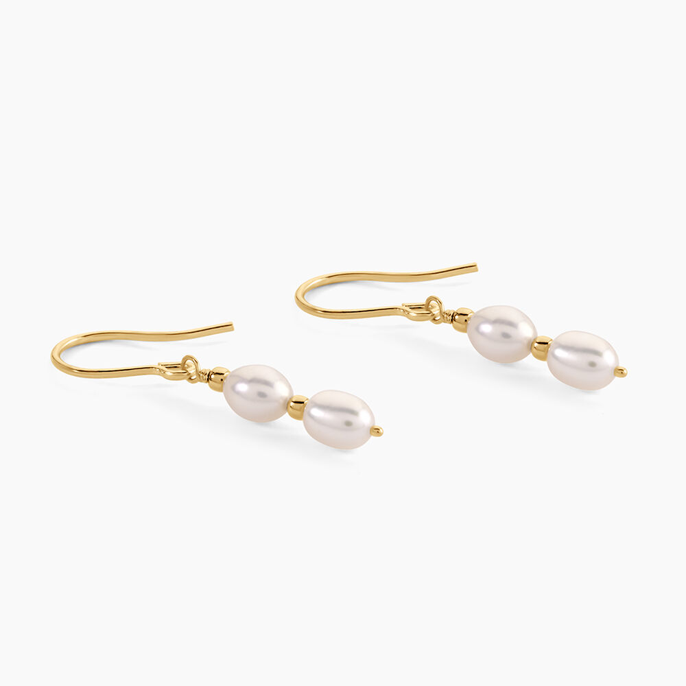 Boucles D'Oreilles Pendantes Pearly Argent Dor&eacute; A L'Or 750/1000 Perle De Culture - Pendantes  | Marc Orian