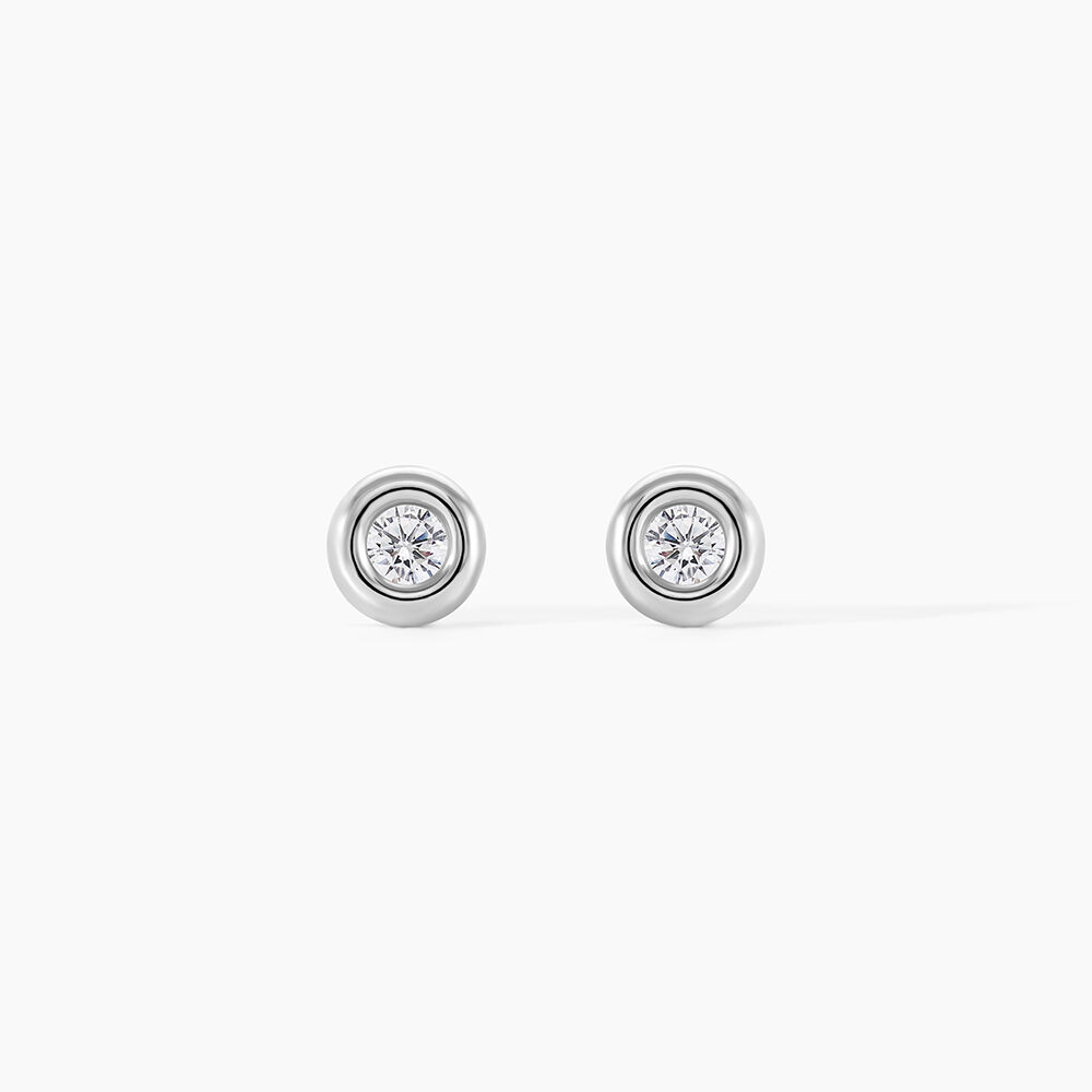 Boucles D'oreilles Puces Eden Serti Pneu Or Blanc Oxyde De Zirconium - Puces Femme | Marc Orian