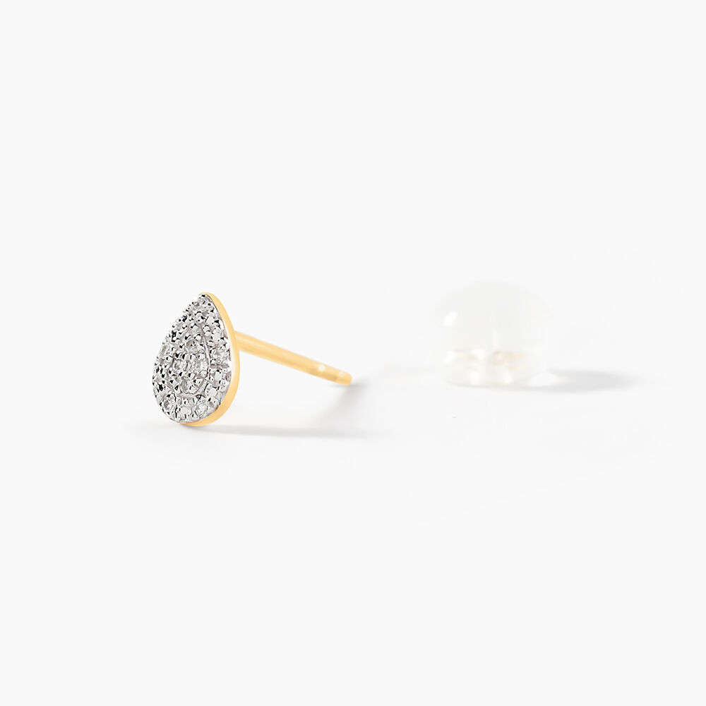Boucles D'oreilles Puces Pear C Or Jaune Diamant - Puces Femme | Marc Orian