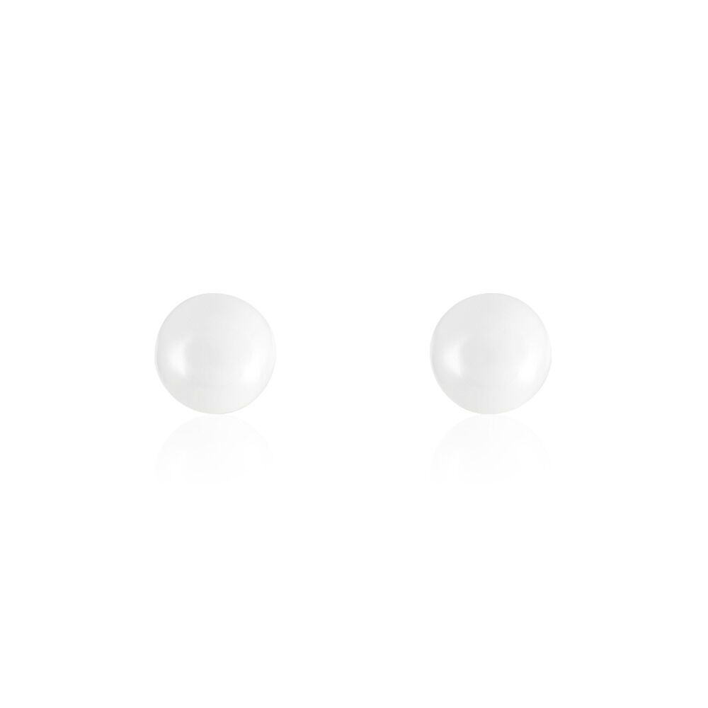Boucles D'oreilles Puces Orbe Argent Blanc Céramique - Puces Femme | Marc Orian