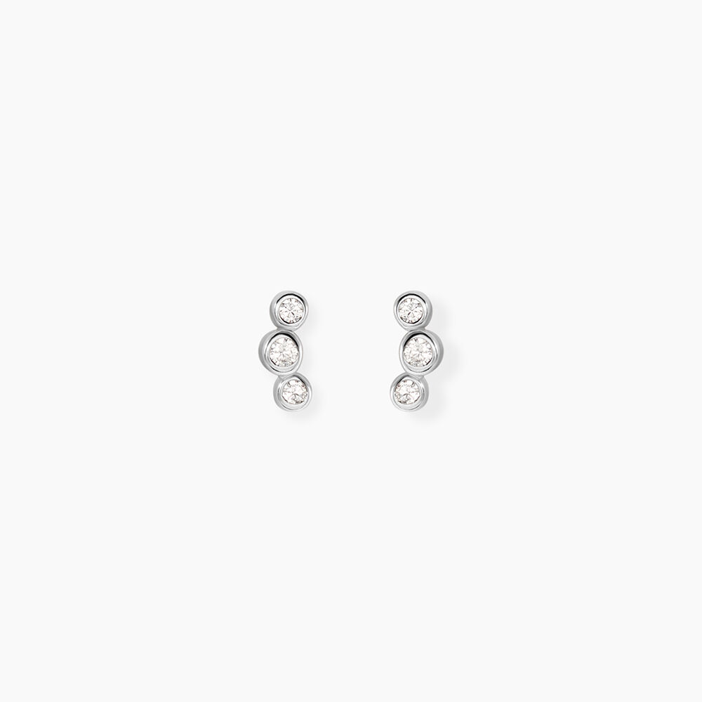 Boucles D'Oreilles Puces Flor Argent Blanc Oxyde De Zirconium - Puces Femme | Marc Orian