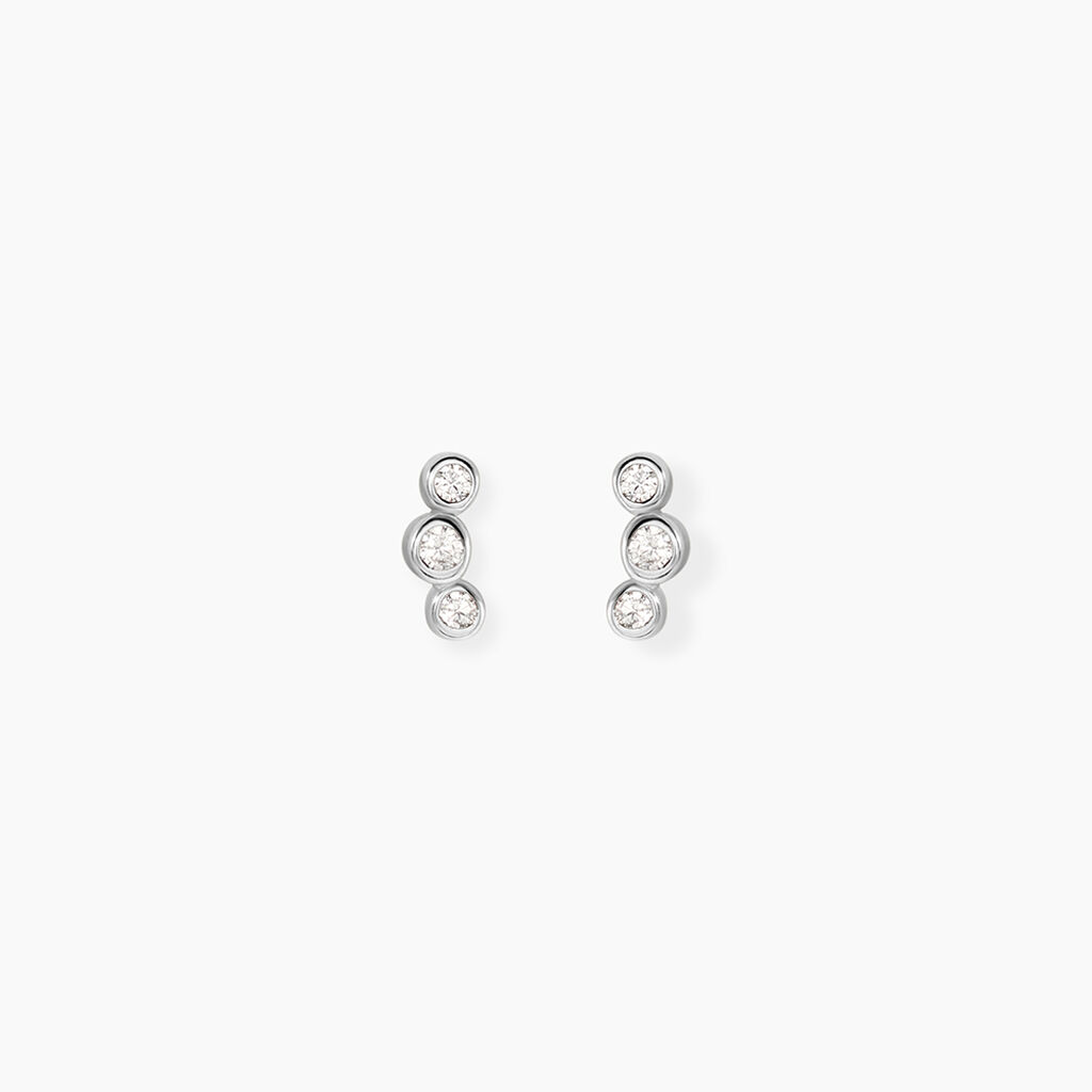 Boucles D'Oreilles Puces Flor Argent Blanc Oxyde De Zirconium - Puces Femme | Marc Orian
