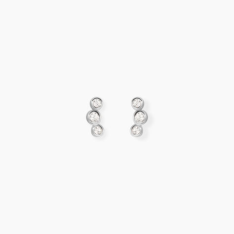 Boucles D'Oreilles Puces Flor Argent Blanc Oxyde De Zirconium - Puces Femme | Marc Orian