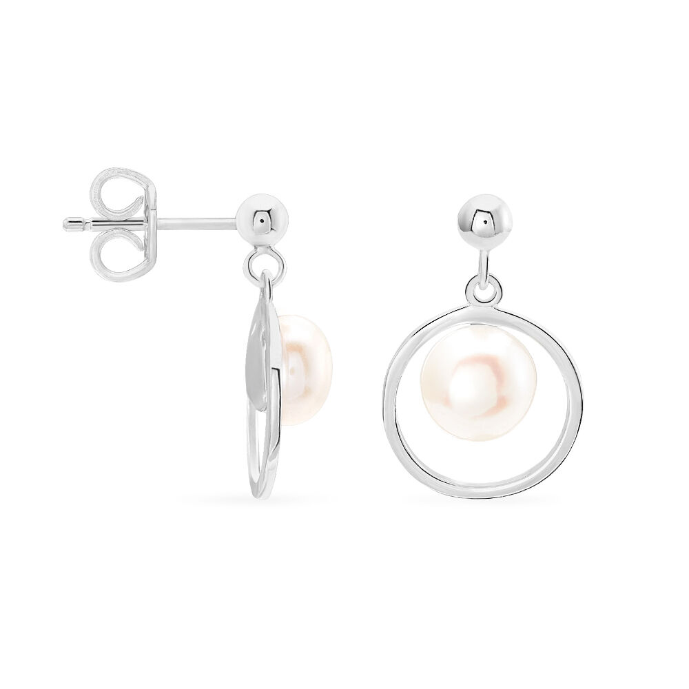 Boucles D'oreilles Pendantes Ivana Argent Blanc Perle De Culture - Pendantes Femme | Marc Orian