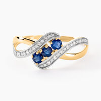 Bague Simma Or Jaune Saphir Et Diamant