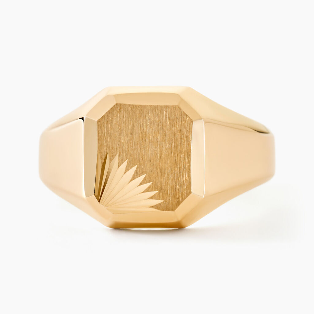 Chevalière Gregg Carree Diamantee Soleil Or Jaune - Bijoux personnalisés Homme | Marc Orian