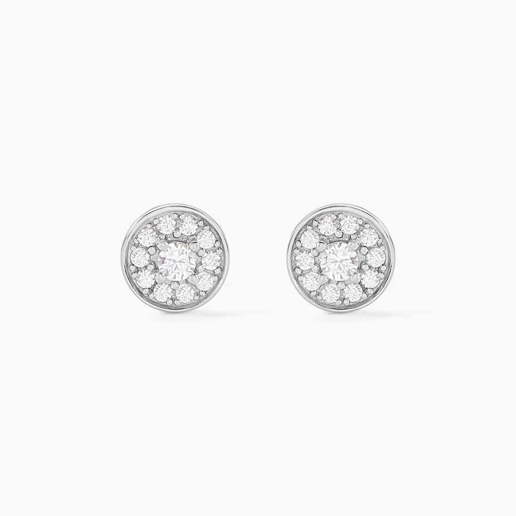 Boucles D'oreilles Puces Auxana Argent Blanc Oxyde De Zirconium - Puces Femme | Marc Orian