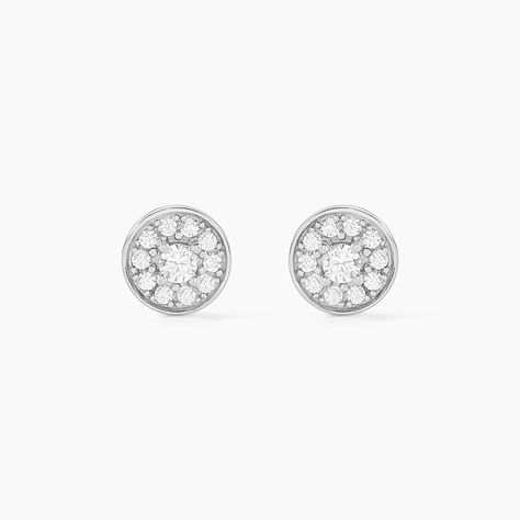 Boucles D'oreilles Puces Auxana Argent Blanc Oxyde De Zirconium - Puces Femme | Marc Orian