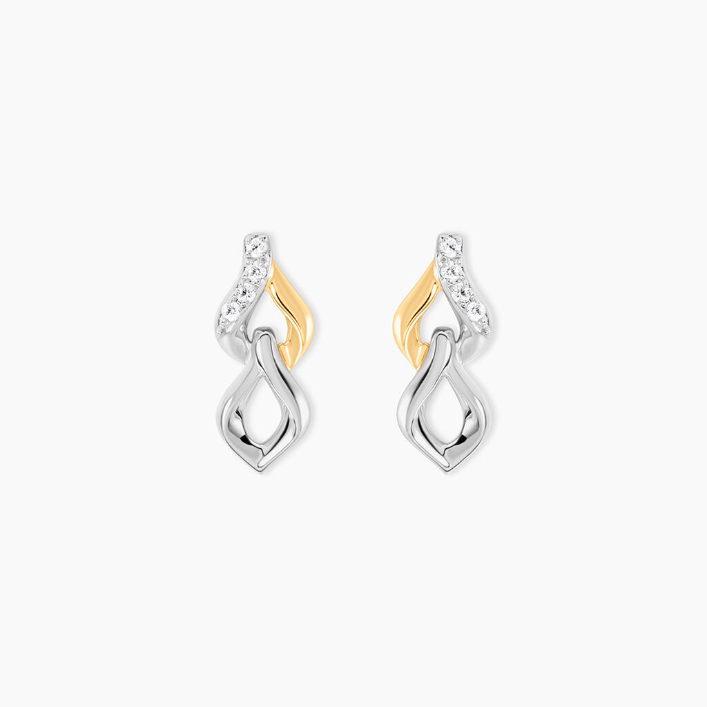 Boucles D'Oreilles Pendantes Or Jaune Argent Blanc Oxyde De Zirconium - Pendantes Femme | Marc Orian