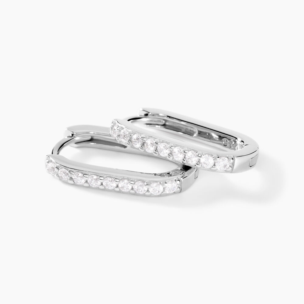Créoles Trait D'union Argent Rhodié Oxyde De Zirconium - Créoles Femme | Marc Orian