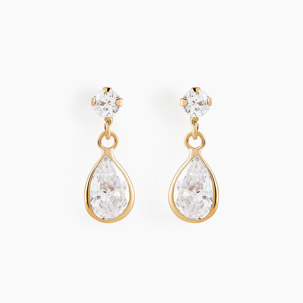 Boucles D'oreilles Pendantes Lika Or Jaune Oxyde De Zirconium - Pendantes Femme | Marc Orian
