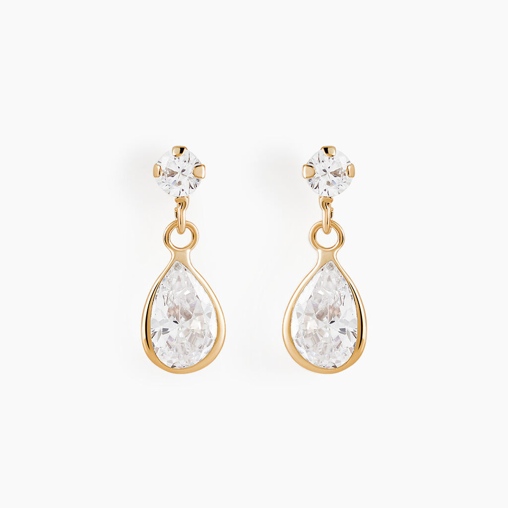 Boucles D'oreilles Pendantes Lika Or Jaune Oxyde De Zirconium - Pendantes Femme | Marc Orian