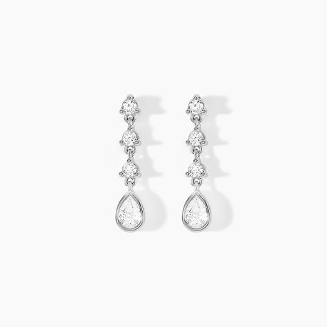 Boucles D'oreilles Pendantes Hida Argent Blanc Oxyde De Zirconium - Pendantes Femme | Marc Orian