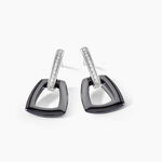 Boucles D'oreilles Pendantes Ezra Argent Blanc C&eacute;ramique Et Oxyde - Pendantes Femme | Marc Orian