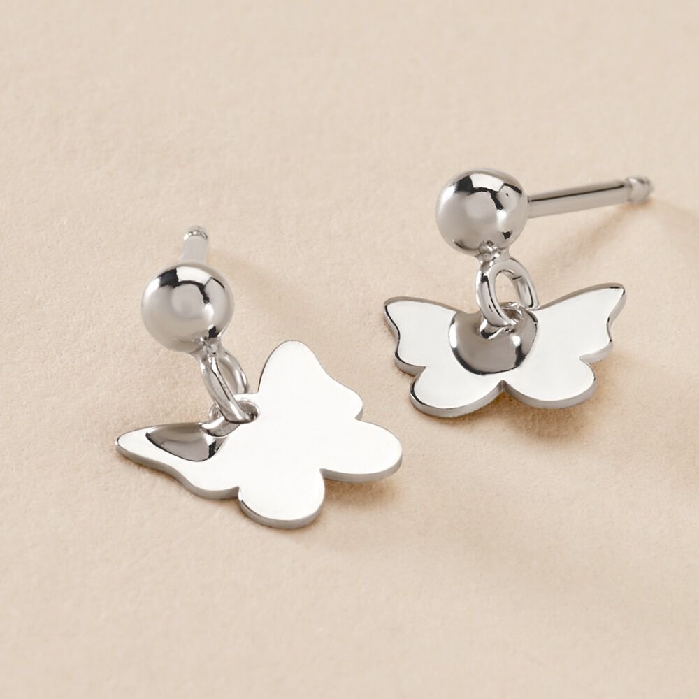 Boucles D'oreilles Pendantes Papilio Argent Blanc - Pendantes Femme | Marc Orian