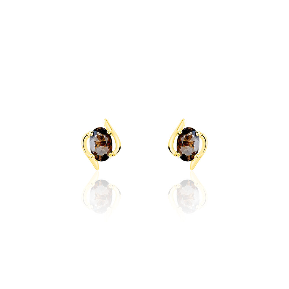 Boucles D'oreilles Puces Vrille Ovale Or Jaune Quartz - Puces Femme | Marc Orian