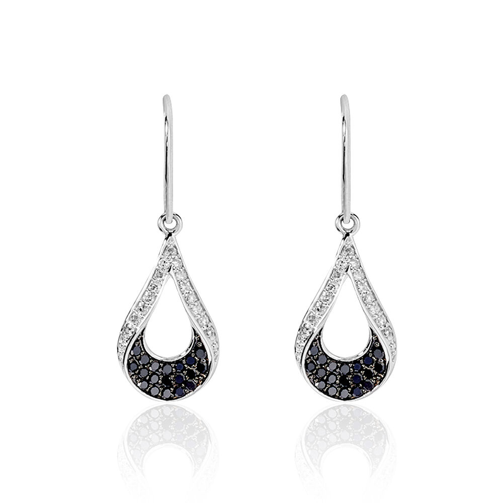 Boucles D'oreilles Pendantes Romanne Or Blanc Diamant - Pendantes Femme | Marc Orian