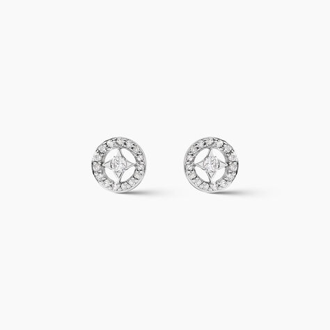 Boucles D'oreilles Puces Nour-imen Or Blanc Diamant - Boucles d'oreilles mariage Femme | Marc Orian