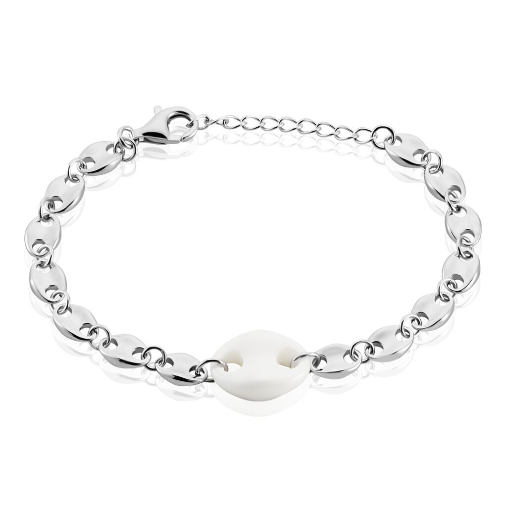 Bracelet Ashoka Argent Blanc C&eacute;ramique - Bracelets cha&icirc;nes Femme | Marc Orian