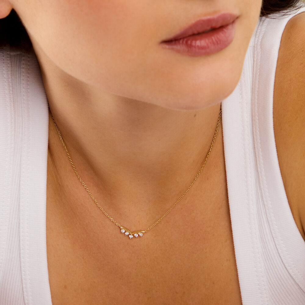 Collier Ombeline Argent Dor&eacute; A L'Or 750/1000 Oxyde De Zirconium - Colliers avec pierres Femme | Marc Orian