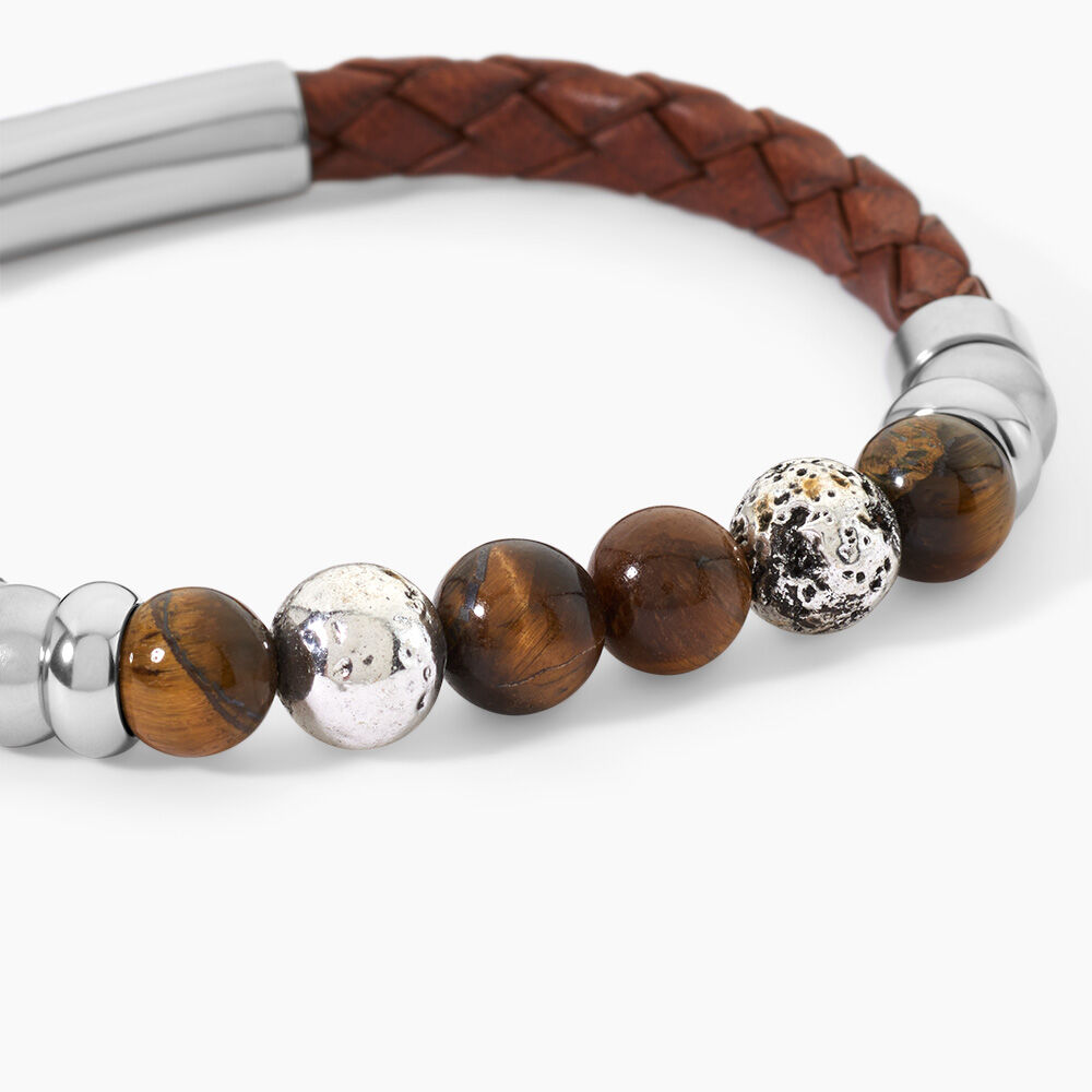 Bracelet Acier Blanc Abraham Pierre De Synthese - Bracelets cuir Homme | Marc Orian