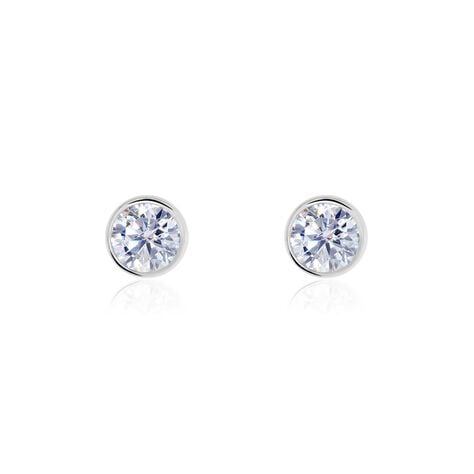 Boucles D'oreilles Pendantes Abha Argent Blanc Oxyde De Zirconium - Puces Femme | Marc Orian
