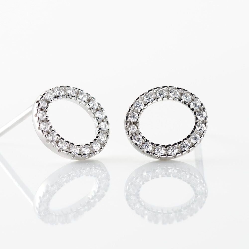 Boucles D'oreilles Puces Argent Blanc Umbria Oxydes De Zirconium - Puces Femme | Marc Orian