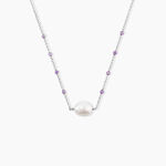 Collier Kerri Argent Blanc Perle De Culture Am&eacute;thyste - Colliers avec pierres Femme | Marc Orian