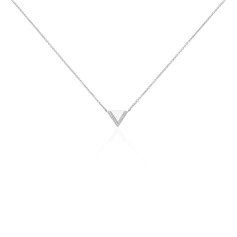 Collier Mori Argent Blanc Oxyde De Zirconium Et Nacre - Colliers avec pierres Femme | Marc Orian