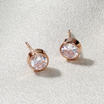 Boucles D'oreilles Puces Elda Serti Clos Or Rose Oxyde De Zirconium - Puces Femme | Marc Orian