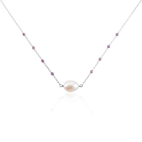 Collier Kerri Argent Blanc Perle De Culture Améthyste - Colliers avec pierres Femme | Marc Orian
