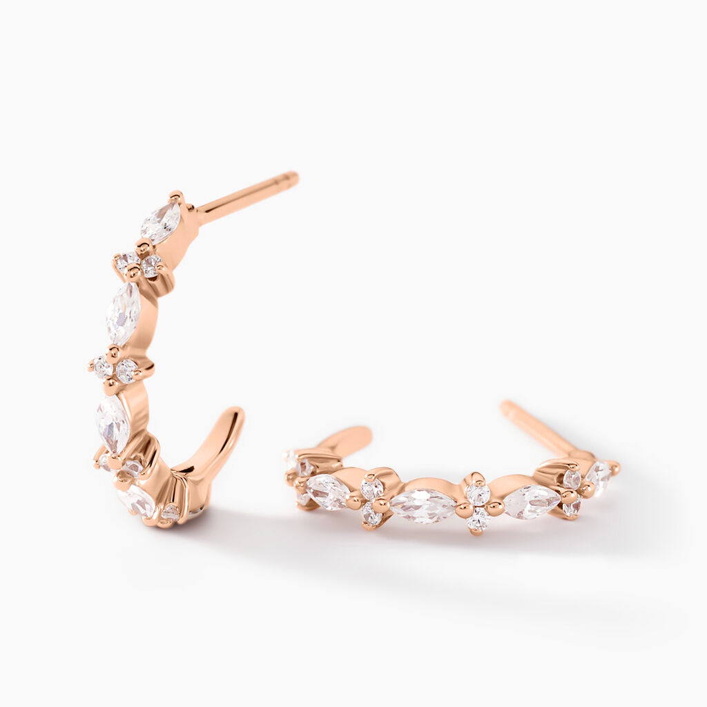 Cr&eacute;oles Naura Argent Rose Oxyde De Zirconium - Cr&eacute;oles Femme | Marc Orian