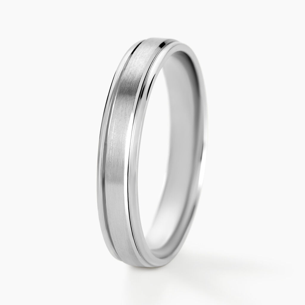 Alliance Mat Et Brillant Ruban Plat Palladium Blanc - Alliances personnalisées Homme | Marc Orian