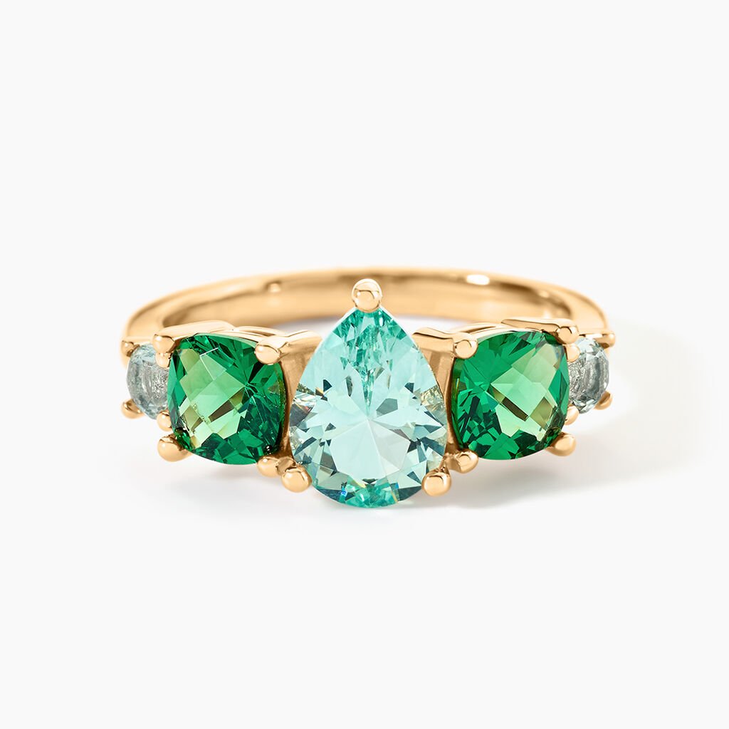Bague Huffie Plaqu&eacute; Or Jaune Pierre D'imitation - Bijoux fantaisie Femme | Marc Orian