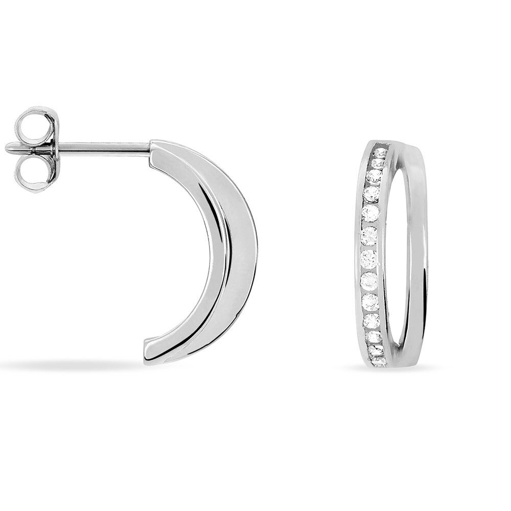 Créoles Otho Rondes Argent Blanc Oxyde De Zirconium - Créoles Femme | Marc Orian