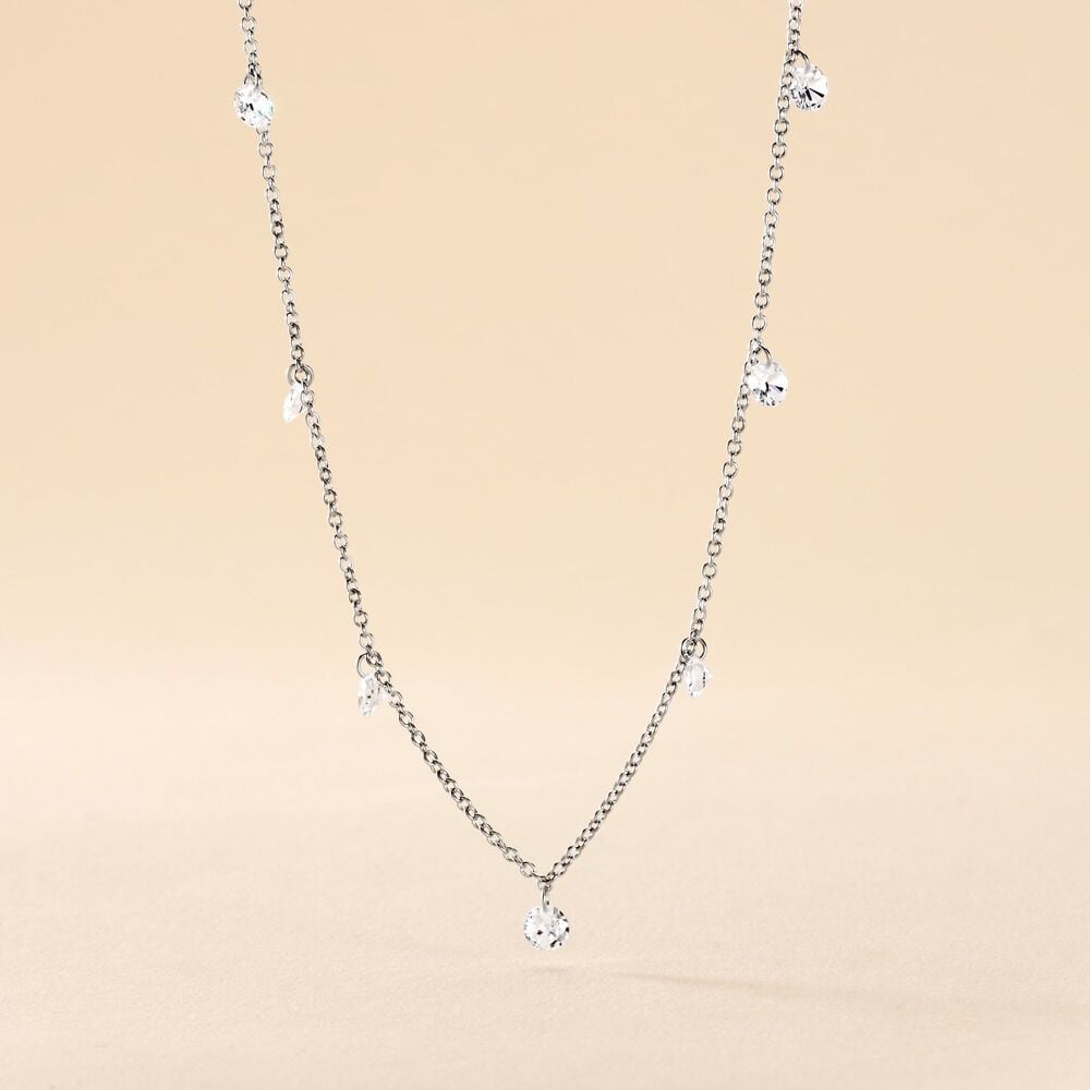 Collier Argent Collie Argent Blanc Oxyde - Colliers avec pierres Femme | Marc Orian