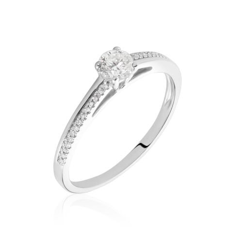 Bague Solitaire Alexandra Or Blanc Diamant - Parures de mariage Femme | Marc Orian