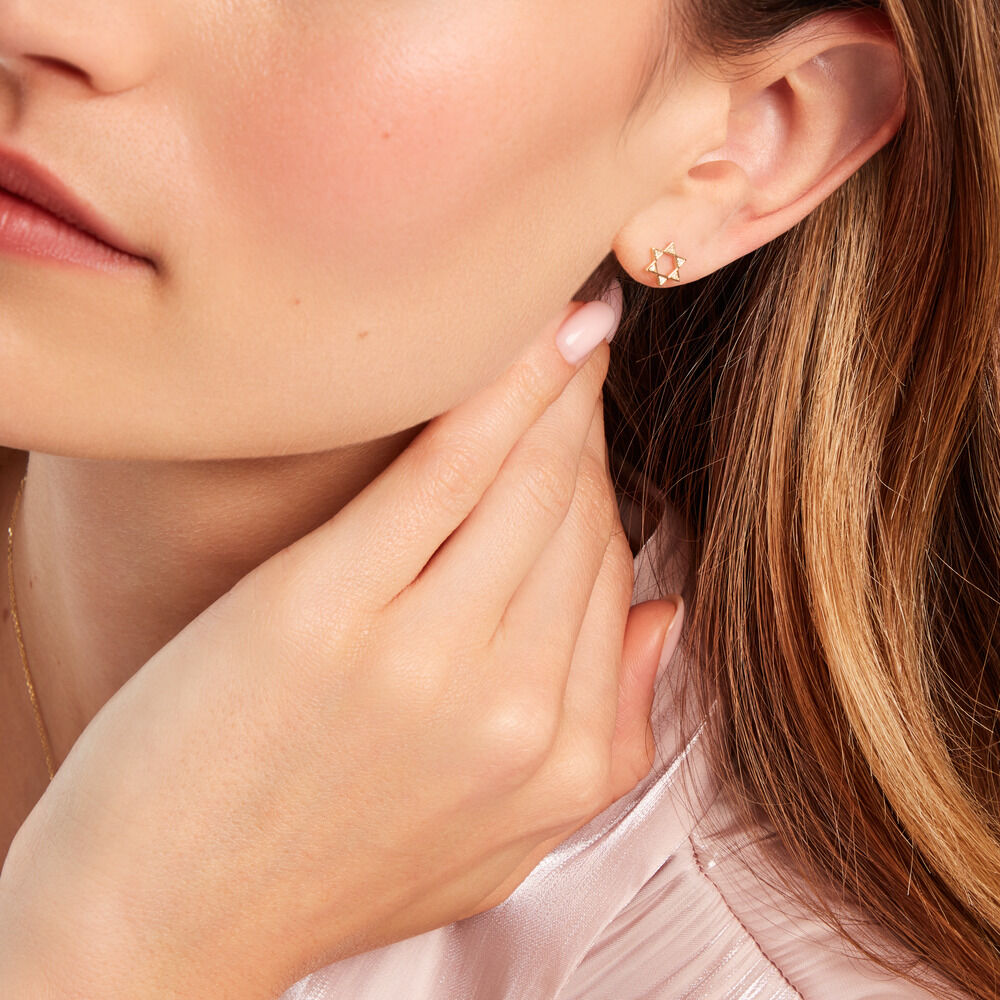 Boucles D'oreilles Puces Isak Or Jaune Diamant -  Femme | Marc Orian
