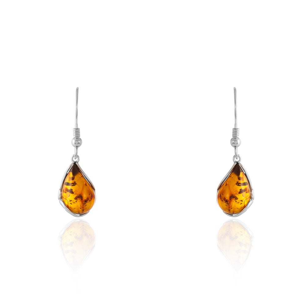 Boucles D'oreilles Pendantes Argent Blanc Lucina Ambre - Pendantes Femme | Marc Orian