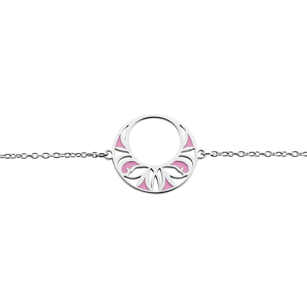 Bracelet Azalea Argent Blanc Email Rose - Bracelets chaînes Femme | Marc Orian