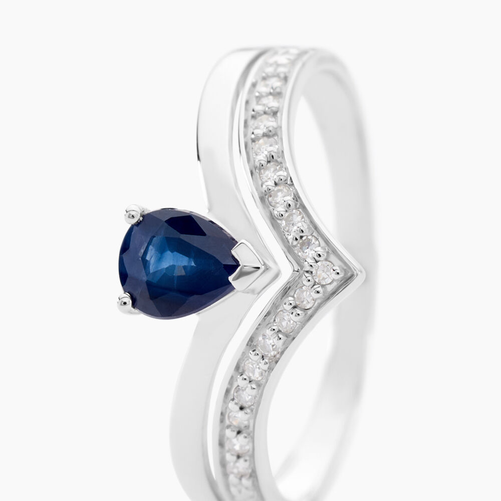Bague Pasqualina Or Blanc Saphir Et Diamant - Solitaires Femme | Marc Orian