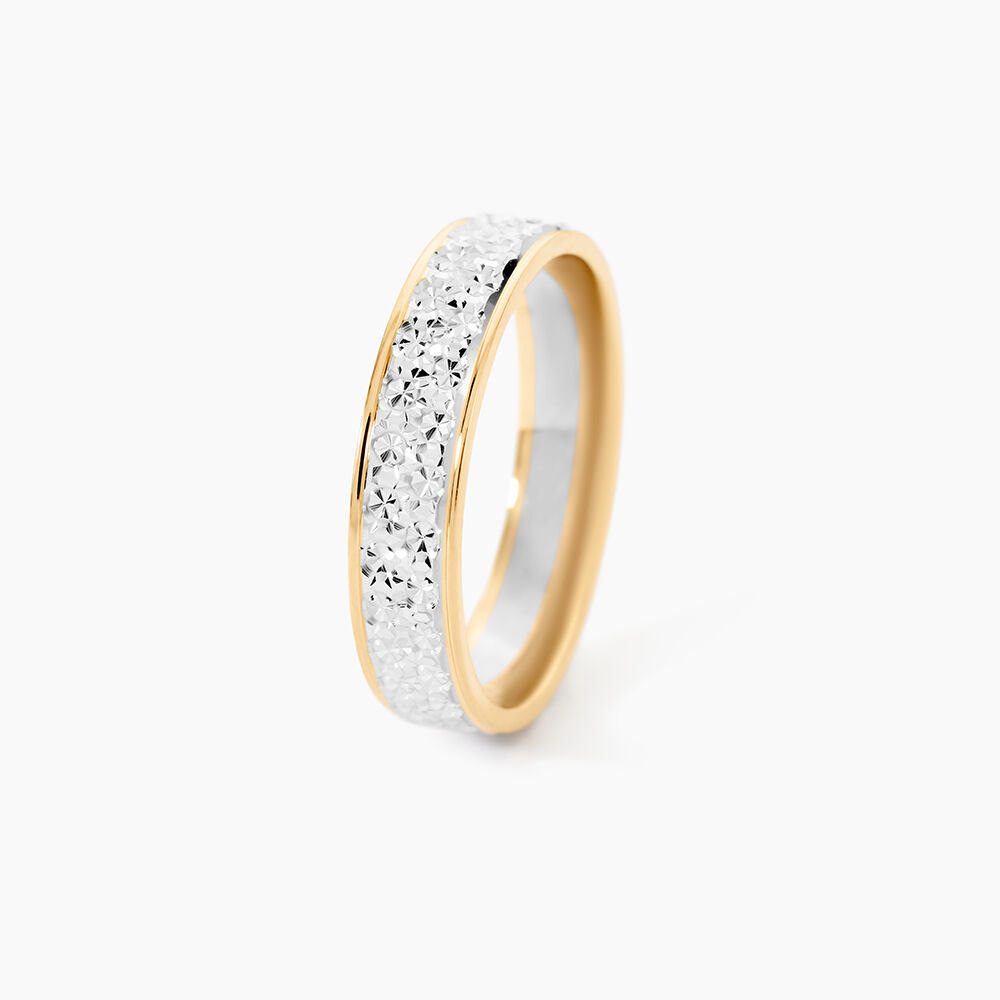 Alliance Grain De Folie Diamantee Ruban Plat Or Bicolore - Alliances duo Unisex | Marc Orian