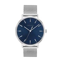 cadran argenté fond bleu bracelet acier argenté