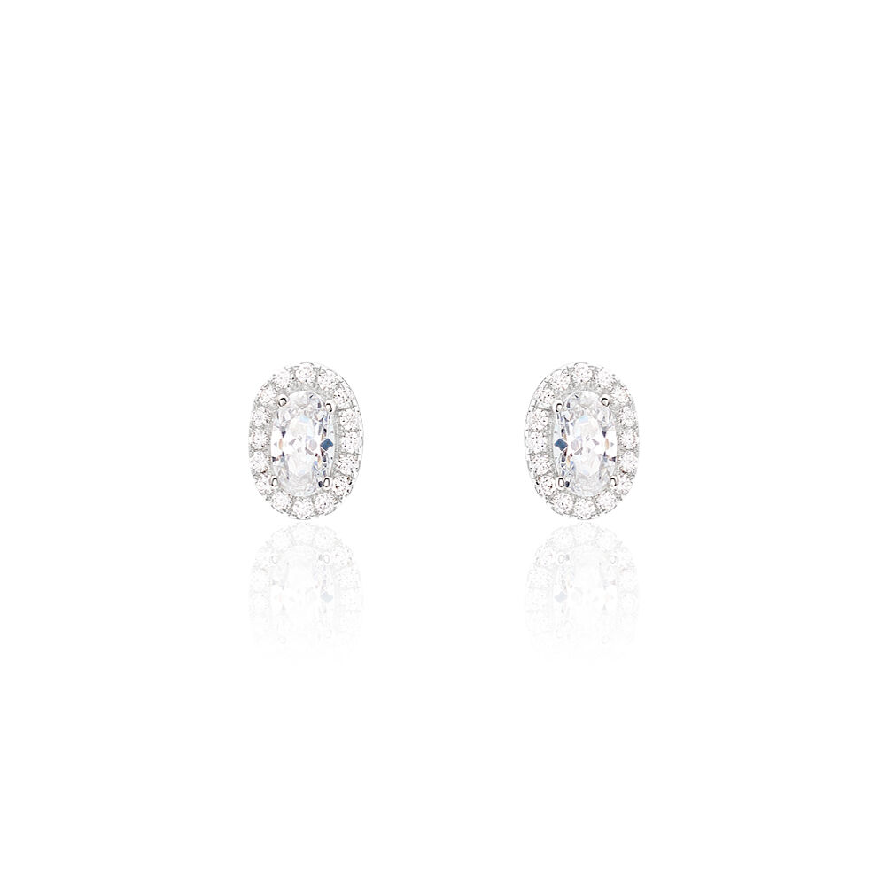 Boucles D'oreilles Puces Albertina Argent Blanc Oxyde De Zirconium - Puces Femme | Marc Orian
